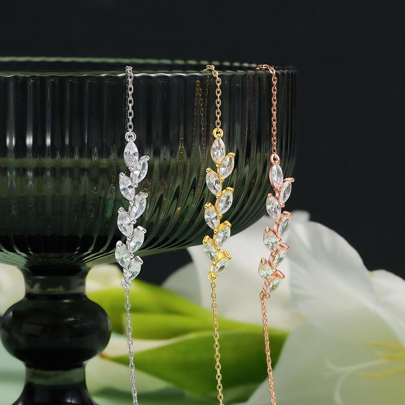 Jeulia Simple Custom Cluster Bracelet Marquise Cut Branches and Leaves