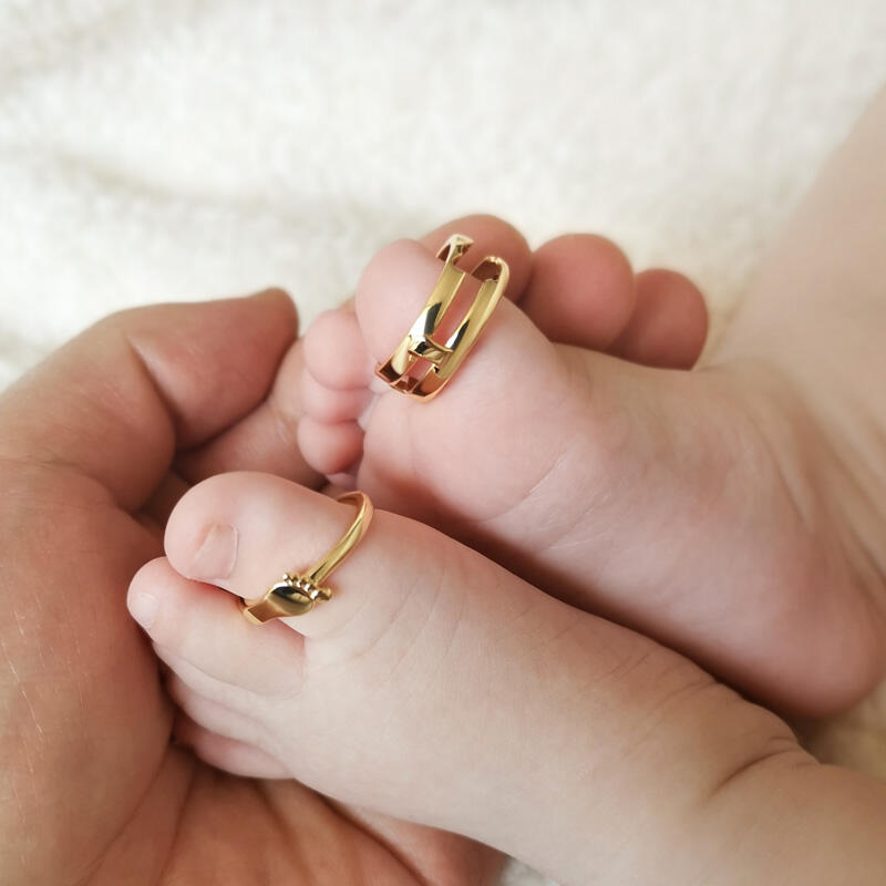 Jeulia Anillos de Rompecabezas con Huella Personalizada y Grabado de Plata de Ley