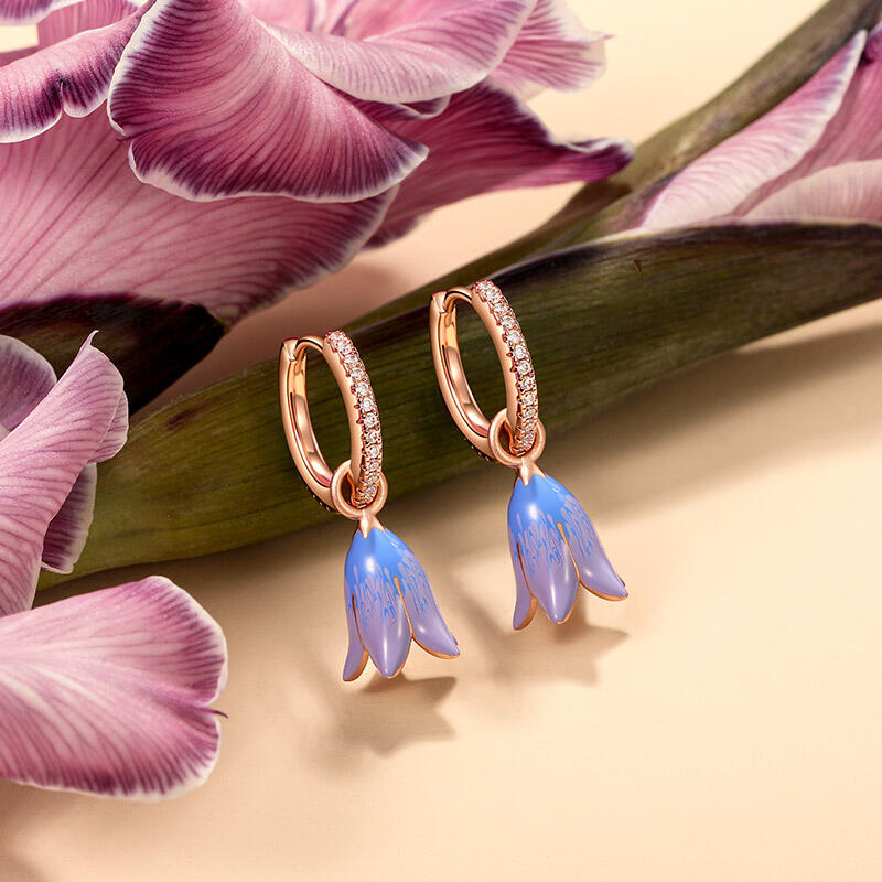 Jeulia Bluebell Rose Gold Drop Earrings Sterling Silver