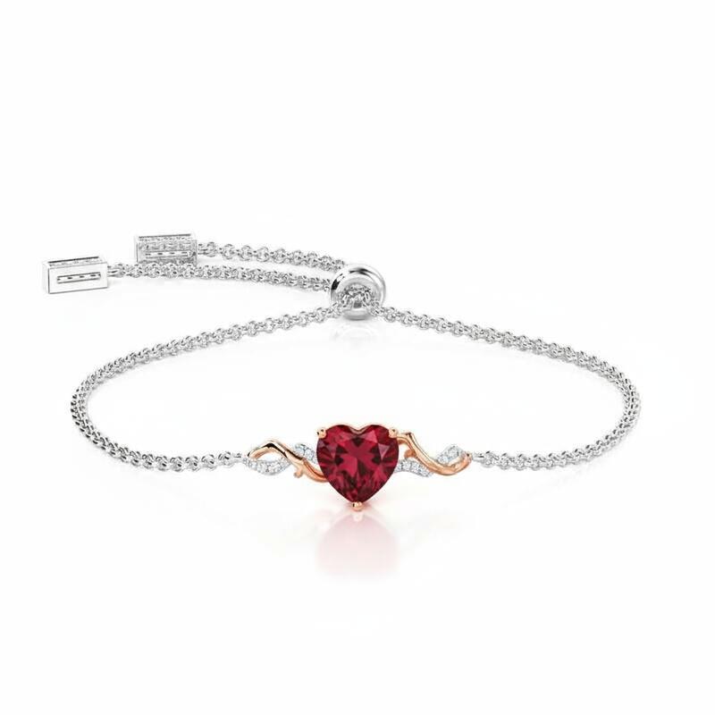 Jeulia Amore Thorn Vine Custom Heart Bracelet with Birthstone