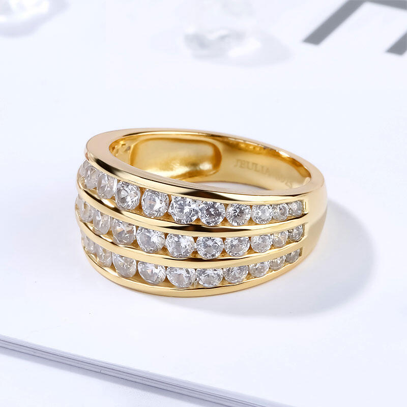 Jeulia Channel Set Round Cut Sterling Silver Women's Band