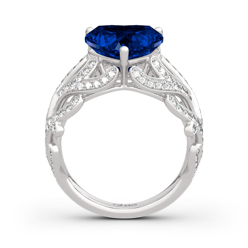 Jeulia Coral Shank Heart Cut Sterling Silver Ring