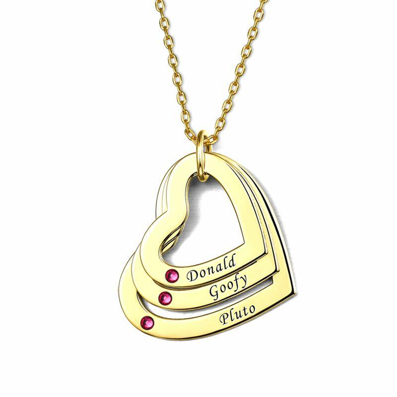 ハート ネーム 刻印 誕生石 ネックレス