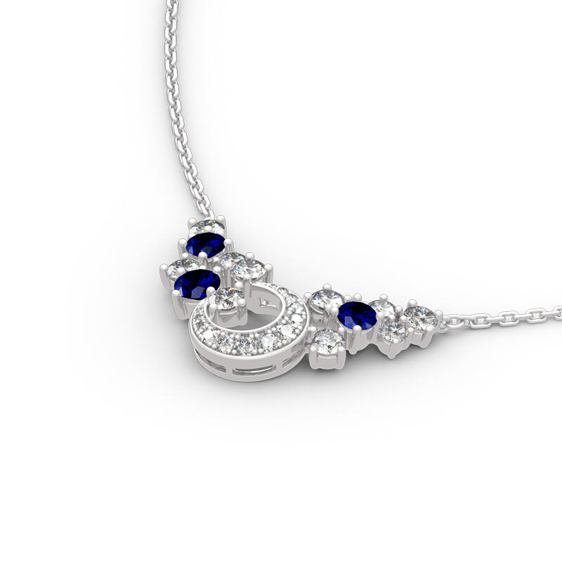 Jeulia "Light of Starry Sky" Moon Design Round Cut Sterling Silver Necklace