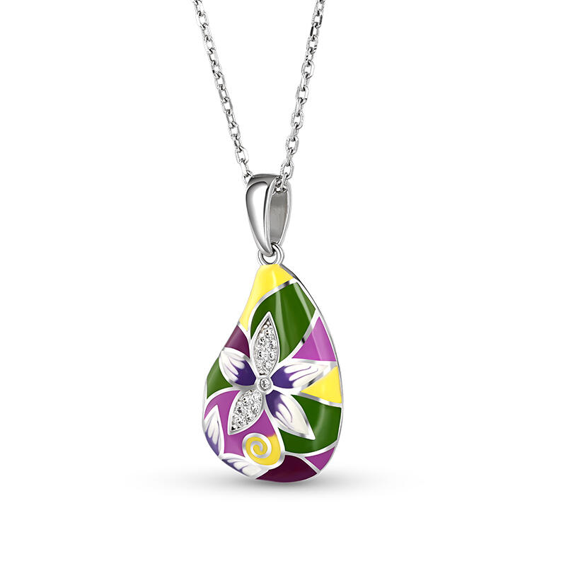 Jeulia "Brighten Your Day" Enamel Sterling Silver Necklace