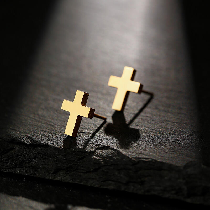 Jeulia Cross Men's Stainless Steel Stud Earrings