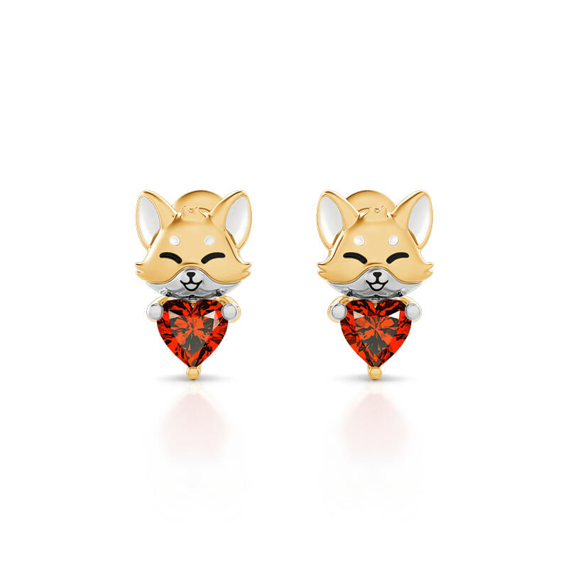 Jeulia Hug Me Pendientes de zorrito de plata de ley con corte de corazón