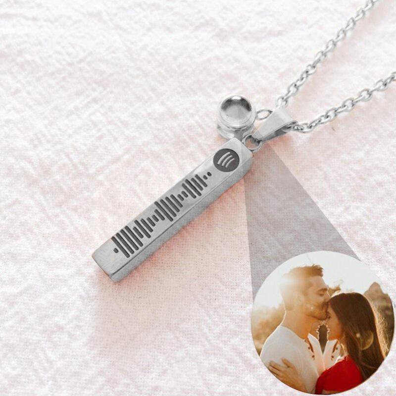 Personalized Photo Projection with Custom Music Spotify Code Necklace