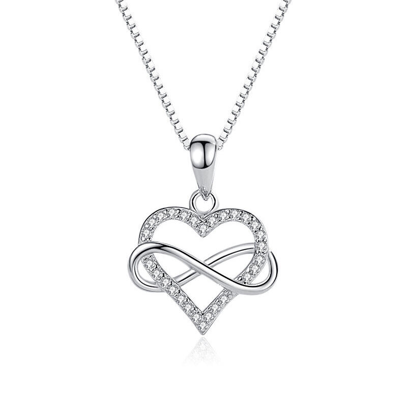 Jeulia "You Complete Me" Infinity Love Heart Sterling Silver Necklace