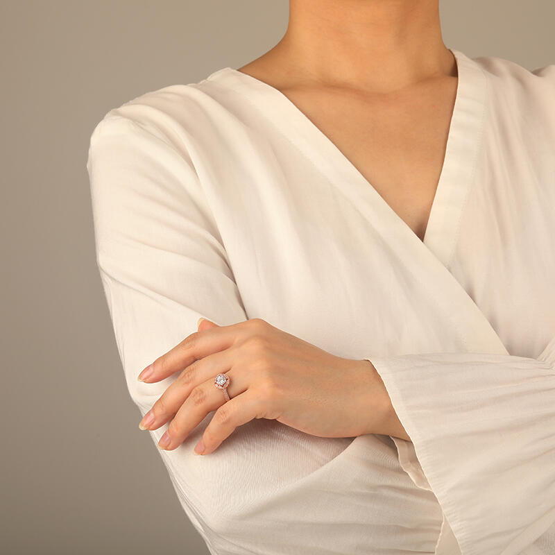 "Reines Licht" Rundschliff Halo-Verlobungsring