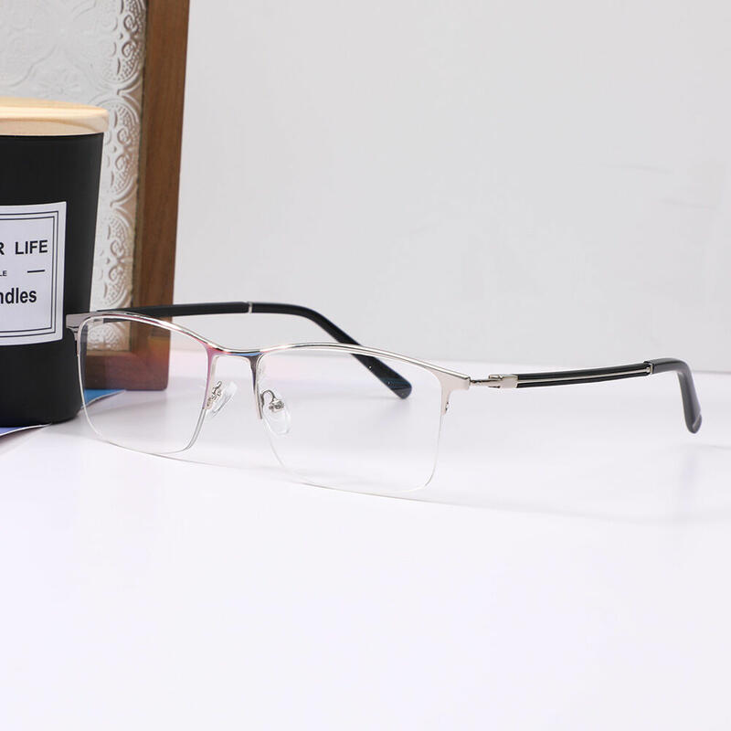 Cuicee Rectangle Browline Silver Glasses