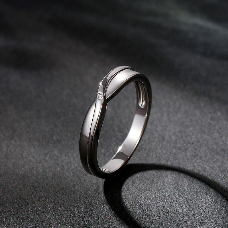 Jeulia Twisted Wedding Band for Men Sterling Silver