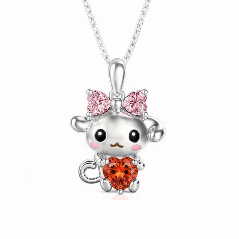 Jeulia Hug Me Custom Birthstone Cute Dog Pendant Necklace
