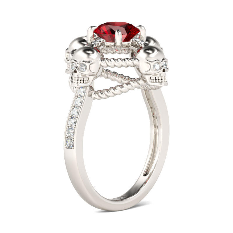 Jeulia Rope Design Round Cut Sterling Silver Skull Ring