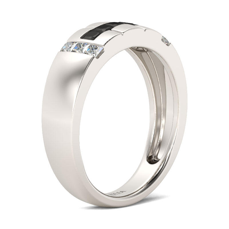 Jeulia Simple Princess Cut Sterling Silver Men's Band