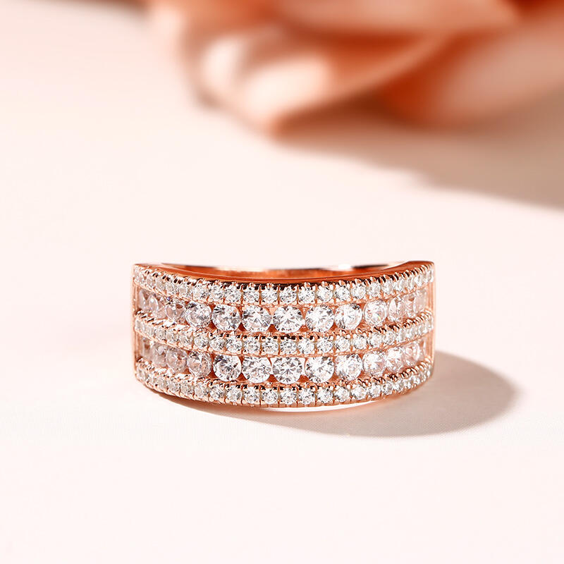 Jeulia Classic Round Cut Sterling Silver Women's Band