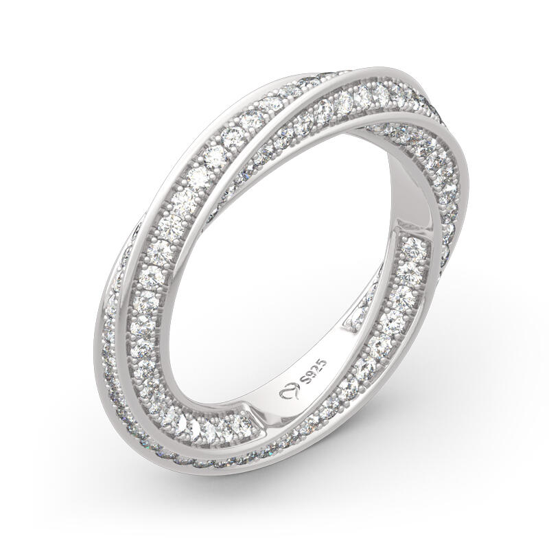 Jeulia Simple Twist Design Sterling Silver Women's Band