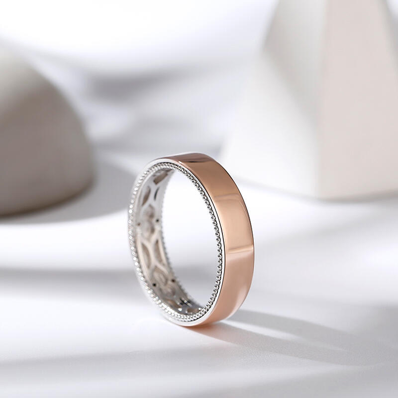 Jeulia Anillo de plata esterlina tallado en dos tonos de flores y hojas para hombre