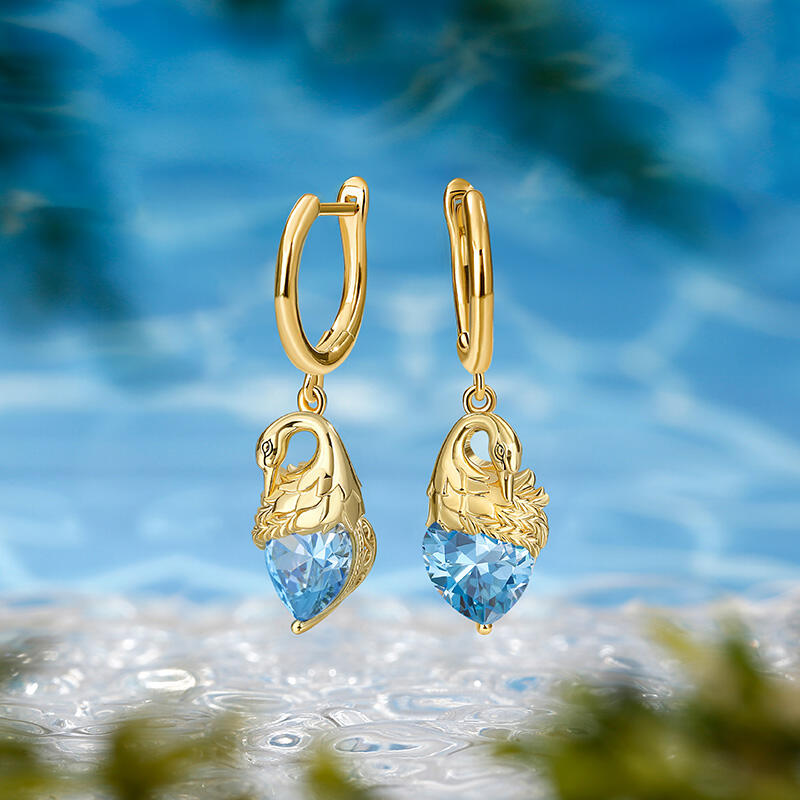 Jeulia Hug Me "Beauty & Elegance" Swan Design Heart Cut Sterling Silver Earrings