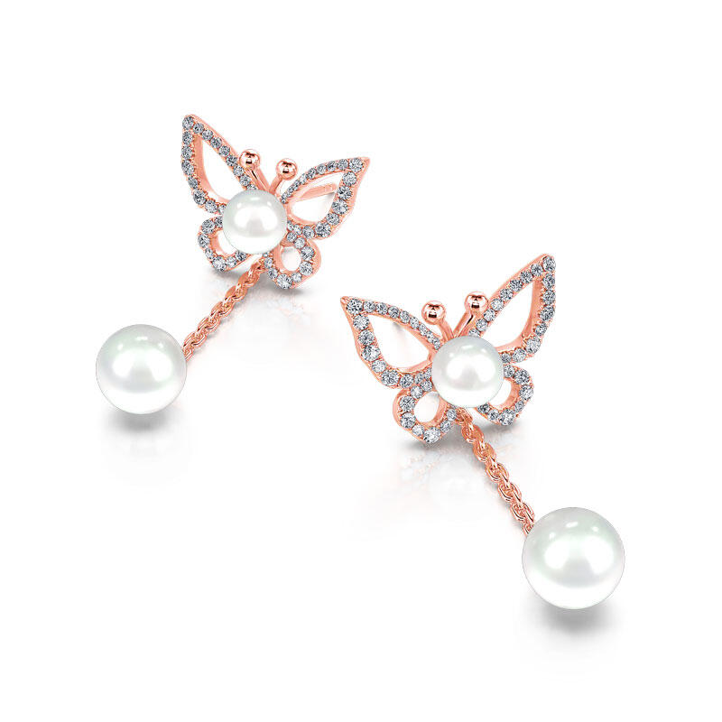 Jeulia Cultured Pearl Butterfly Sterling Silver Earrings