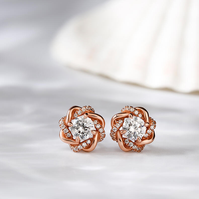 Jeulia Twist Halo Round Cut Sterling Silver Jewelry Set