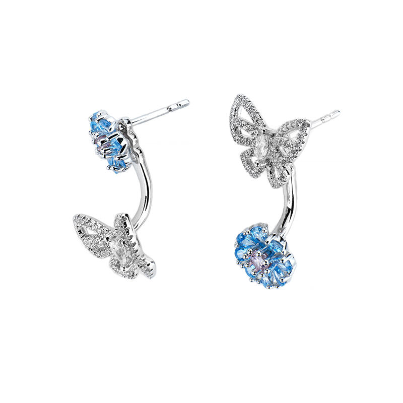 Jeulia Flower and Butterfly Sterling Silver Ear Jackets
