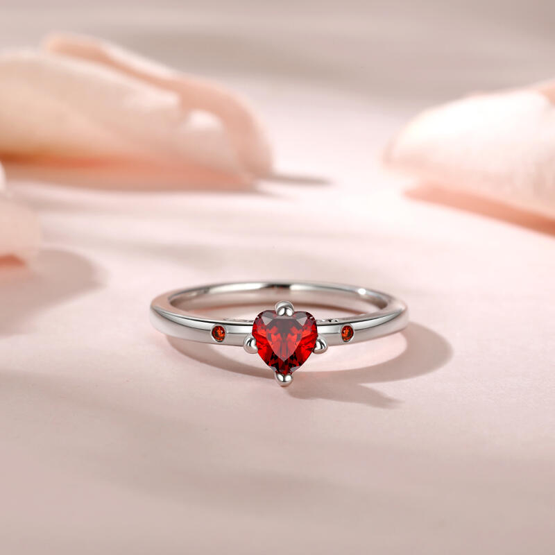 Jeulia Anillo de Compromiso de Corazón Tú y Yo Plata Esterlina