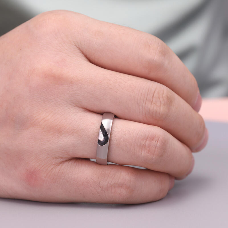 Jeulia Heart Shape Sterling Silver Men's Band