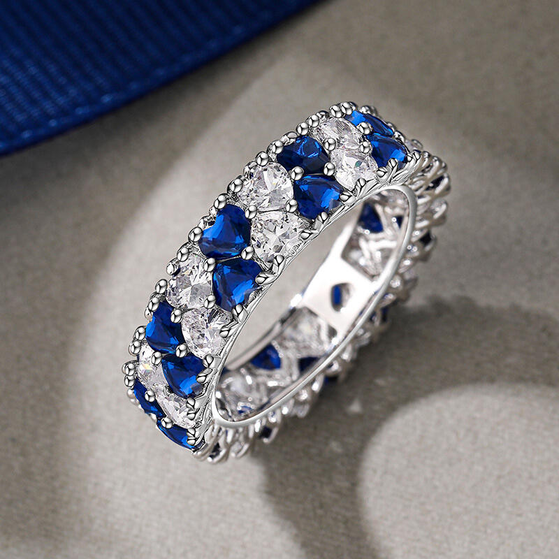 Jeulia 誕生石付き ダブルサークルハート エタニティリング