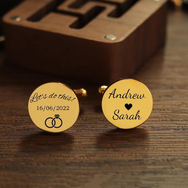 Cufflink Rings Personalized Custom Cufflink Couple Rings with Names Design Meaningful ...
