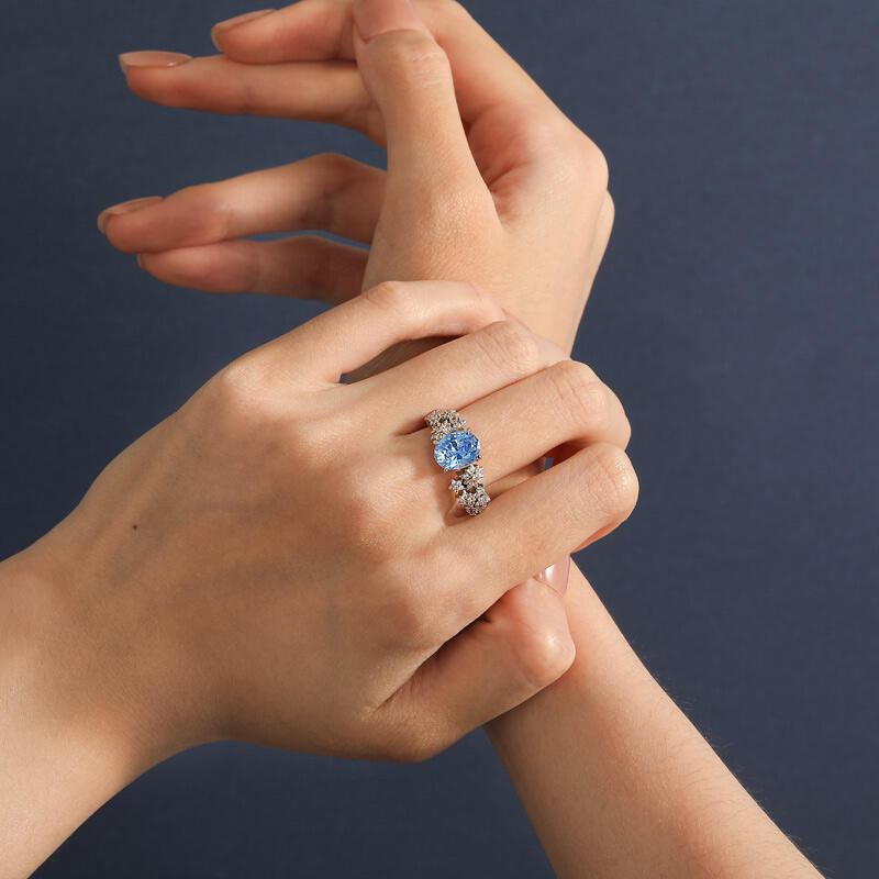 Jeulia Luna Astra Starry Oval Cut Sterling Silver Ring