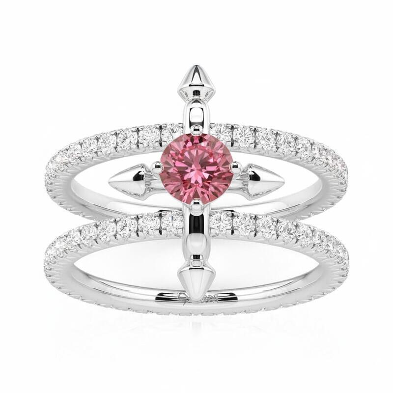 Jeulia Custom Double Row Floating Round Cut Birthstone Ring