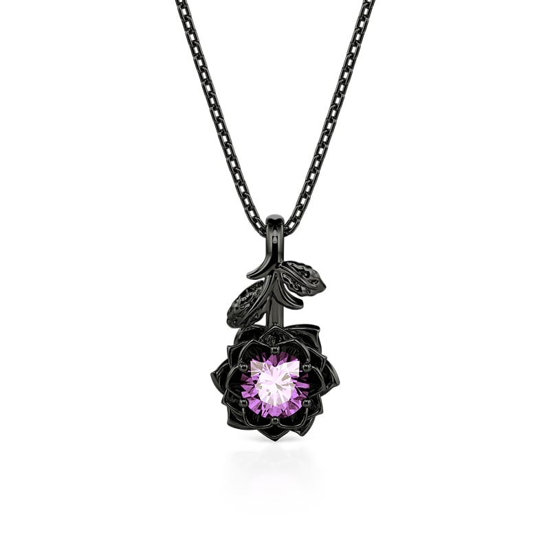 Purple Black Lotus Necklace