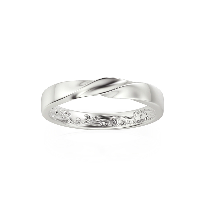 Et maison Twisted Engraved Vine Silver Wedding Band for Men