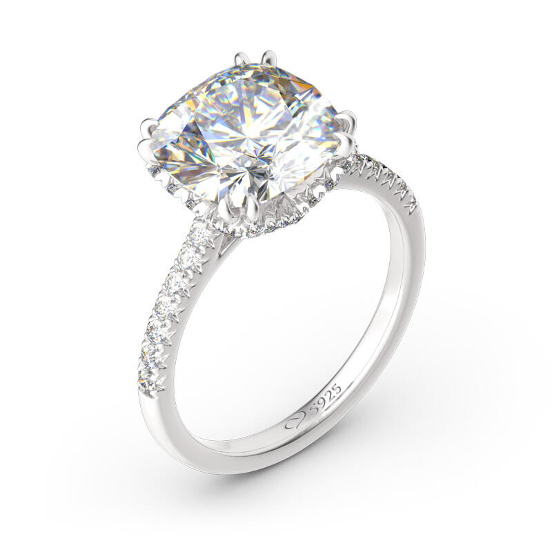 Jeulia Classic Cushion Cut Sterling Silver Ring