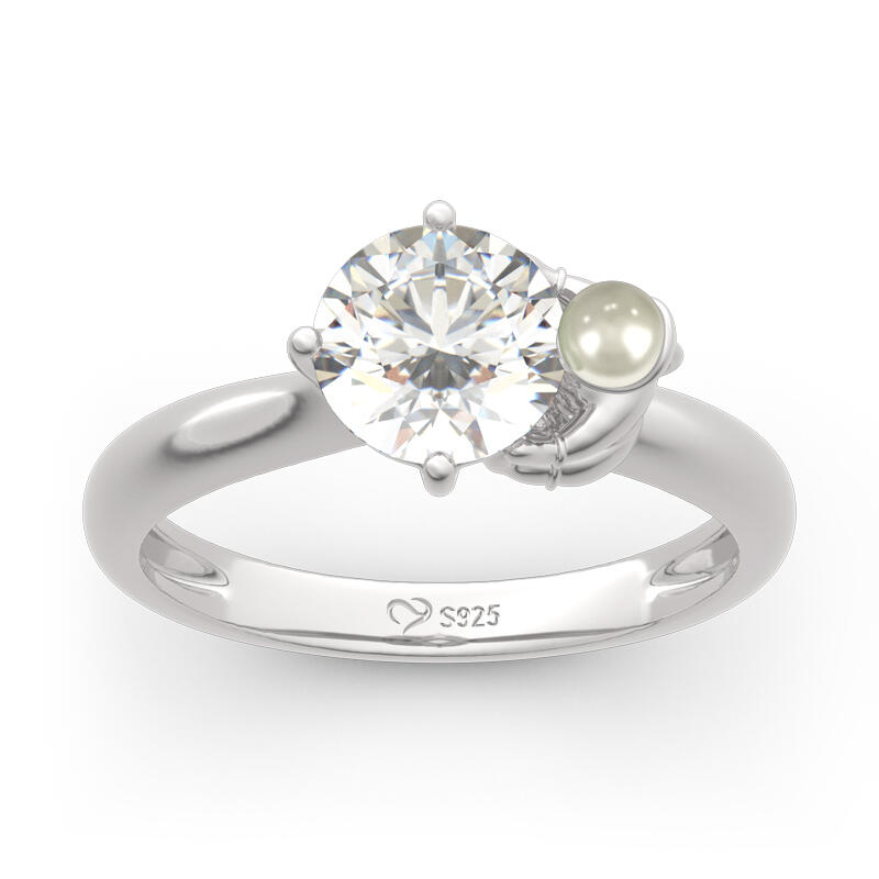 Jeulia Hug Me "Explorer in Galaxy" Astronaut Round Cut Sterling Silver Ring