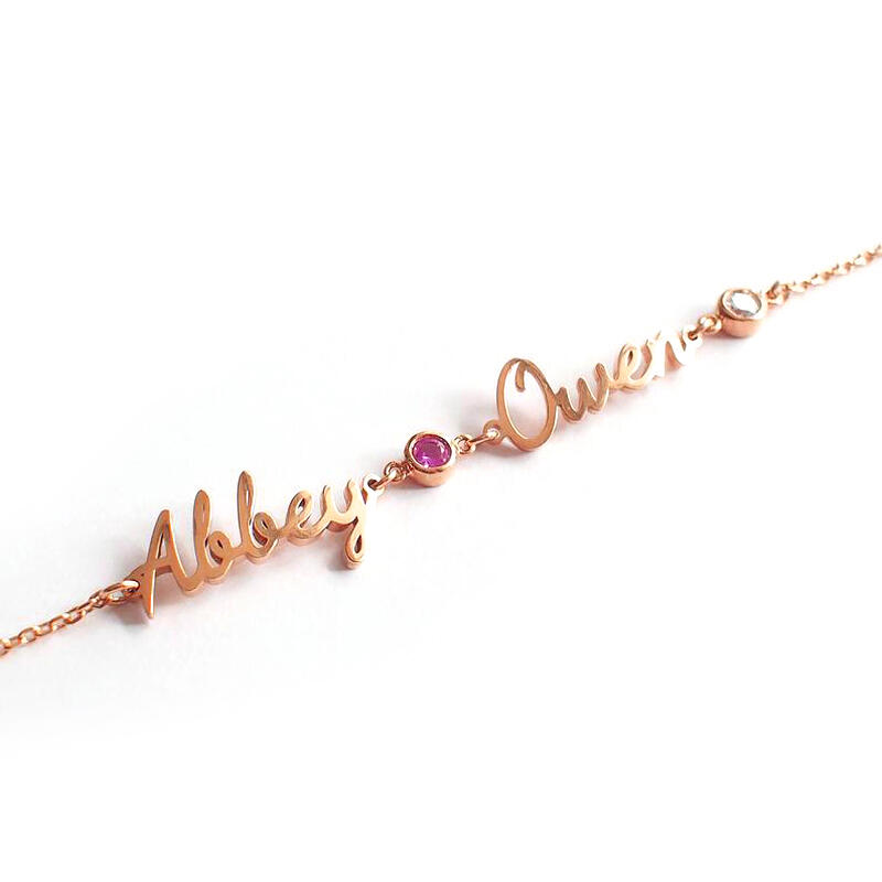 "Ti Accompagno" Bracciale Personalizzato Con Nome E Pietra Di Nascita