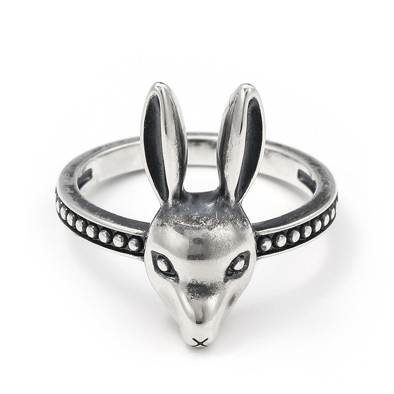 Jeulia "Punk Style" Rabbit Sterling Silver Men's Ring