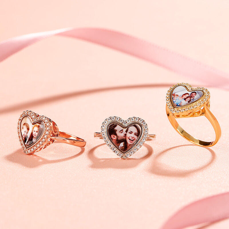 Jeulia Anillo con foto personalizado de plata esterlina