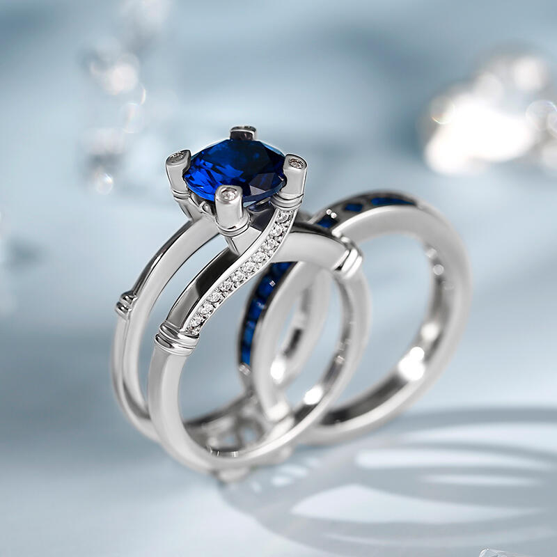 Jeulia Knot Round Cut Sterling Silver Interchangeable Ring Set