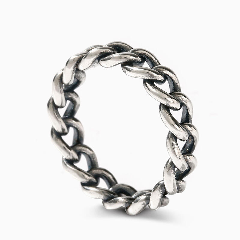 Jeulia Anillo en forma de cadena de conexión de plata de ley