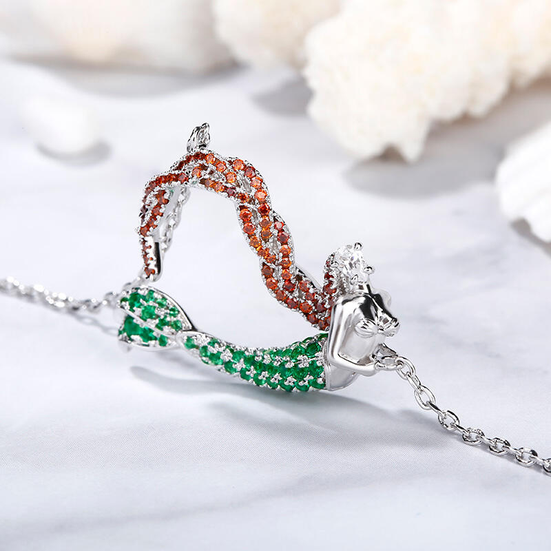 Jeulia "Ocean's Light" Sterling Silver Mermaid Gift Necklace for Valentine's Day