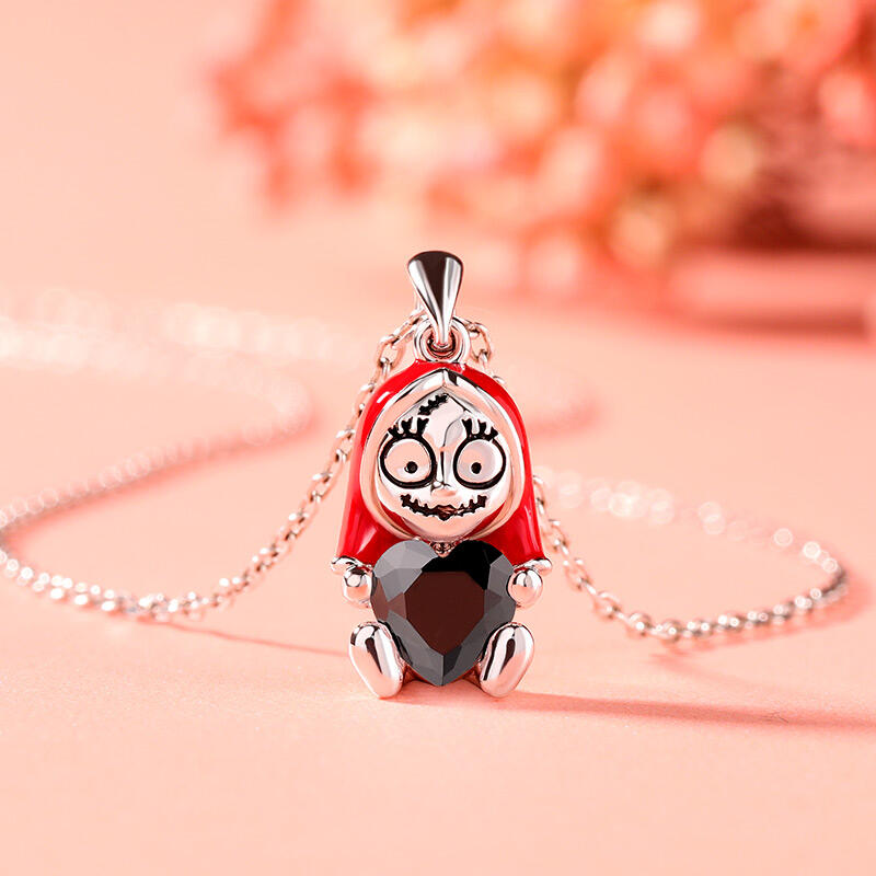 Jeulia Hug Me "Endless Joy" Skull Heart Cut Sterling Silver Necklace