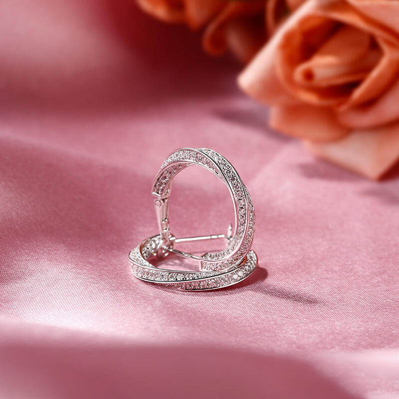 Jeulia Aros Pendientes Hoop Elegante De Plata De Ley