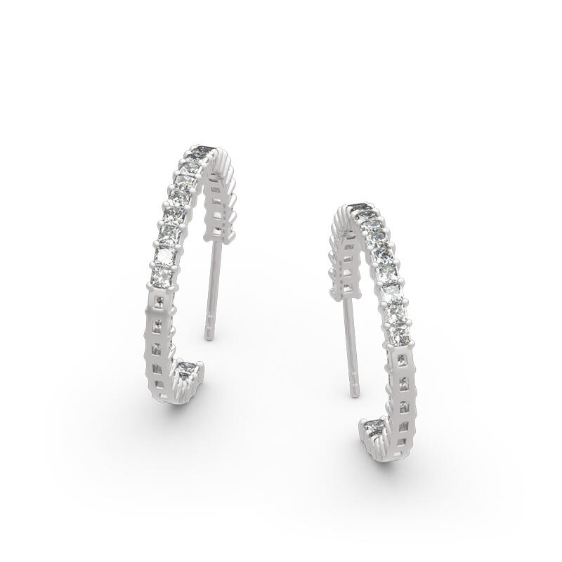 Jeulia Inside-Out Design Princess Cut Sterling Silver Hoop Earrings