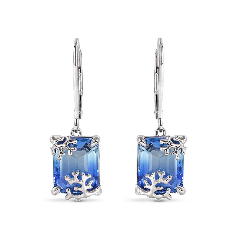 Jeulia "Coral Reefs" Emerald Cut Sterling Silver Jewelry Set