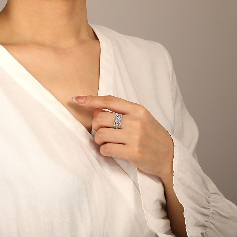 "I Melt With You" Round Cut Side Stone Engagement Ring