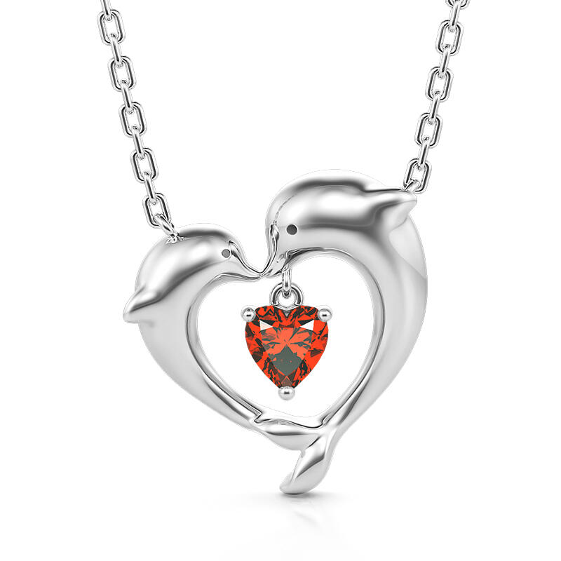 Jeulia Collar de Plata de Ley con Delfín en Forma de Corazón