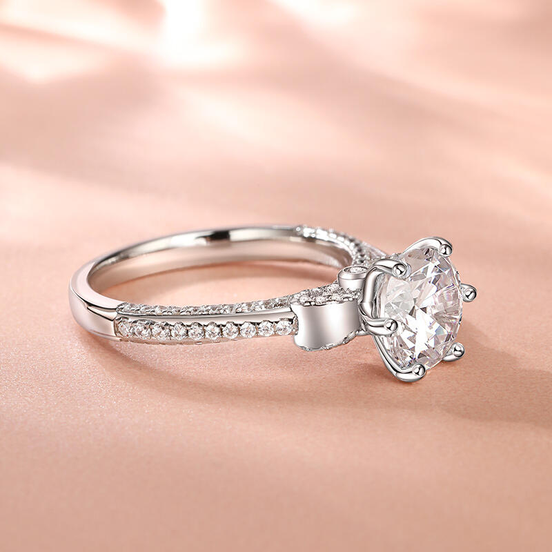 Jeulia Fine Bowknot Sterling Silver Ring Unique Design 6 Claw