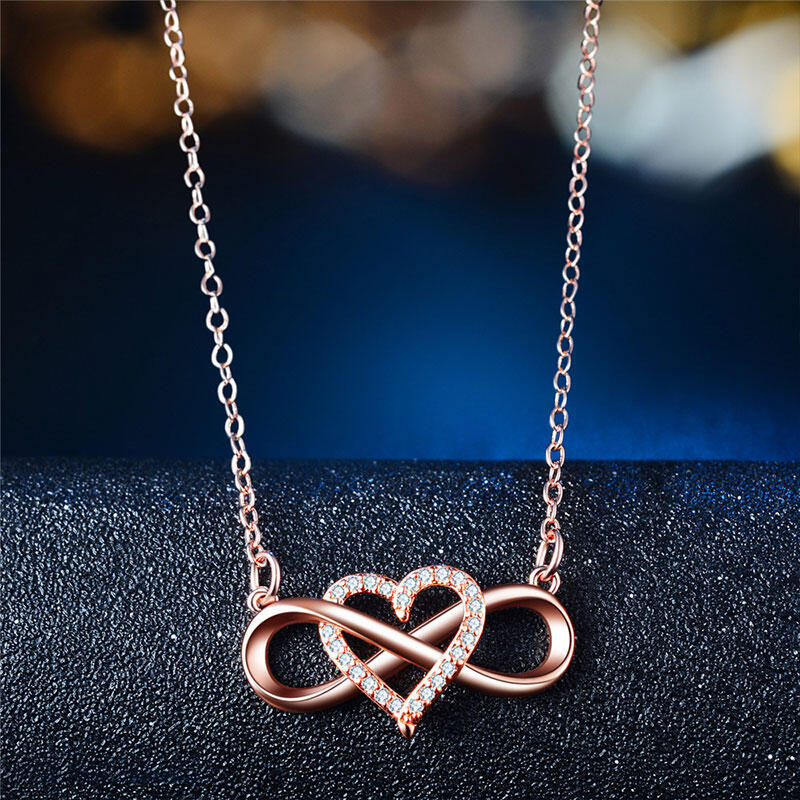 Jeulia "You Complete Me" Infinity Love Heart Sterling Silver Necklace